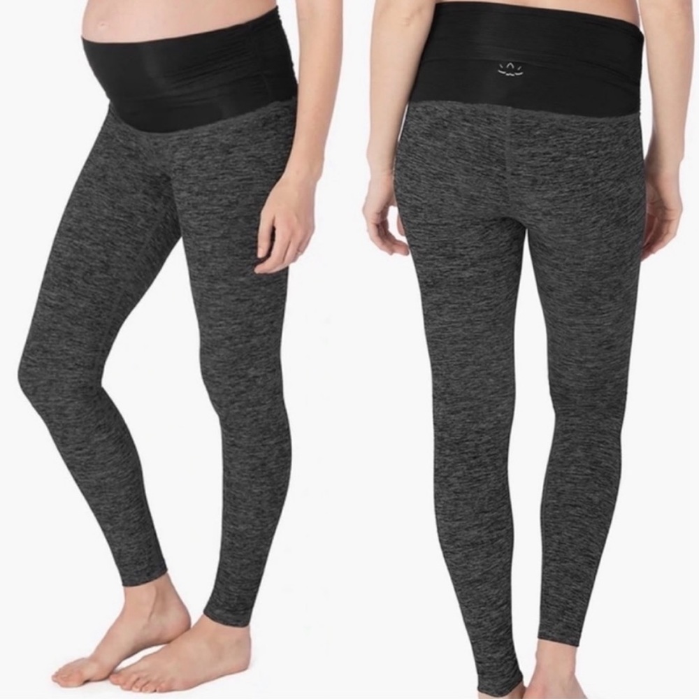 Beyond the Bump Charcoal Gray Maternity Leggings with Black Waistband